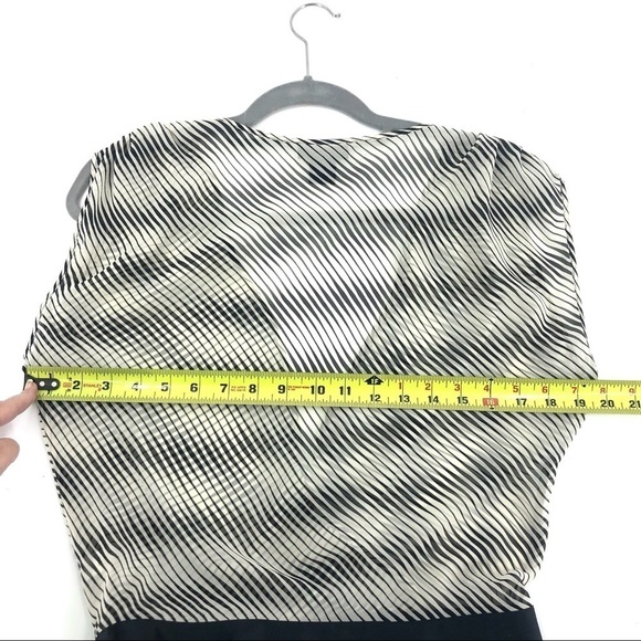 100% Silk Wrap Top Belted Waist The Limited Black White Stripe Size Medium - Picture 5 of 7